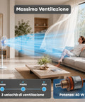 Standventilator 40 W mit 7 PP-Flügeln, 3 Geschwindigkeitsstufen, höhenverstellbar von 80-100 cm – horizontale Oszillation um 60° und Neigung um 45°