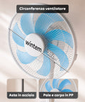 Standventilator 40 W mit 7 PP-Flügeln, 3 Geschwindigkeitsstufen, höhenverstellbar von 80-100 cm – horizontale Oszillation um 60° und Neigung um 45°