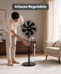 Standventilator 40 W mit 7 PP-Flügeln, 3 Geschwindigkeitsstufen, höhenverstellbar von 80-100 cm – horizontale Oszillation um 60° und Neigung um 45°