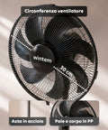 Standventilator 40 W mit 7 PP-Flügeln, 3 Geschwindigkeitsstufen, höhenverstellbar von 80-100 cm – horizontale Oszillation um 60° und Neigung um 45°