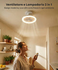 Deckenventilator mit dimmbarer 10-W-LED-Leuchte – 3 Geschwindigkeitsstufen, 4-Stunden-Timer und Fernbedienung – Durchmesser 25 cm, E27-Fassung, Leistung 55 W – warmes, natürliches und kaltes Licht – leise