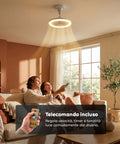 Deckenventilator mit dimmbarer 10-W-LED-Leuchte – 3 Geschwindigkeitsstufen, 4-Stunden-Timer und Fernbedienung – Durchmesser 25 cm, E27-Fassung, Leistung 55 W – warmes, natürliches und kaltes Licht – leise