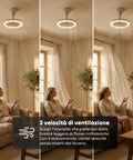 Deckenventilator mit dimmbarer 10-W-LED-Leuchte – 3 Geschwindigkeitsstufen, 4-Stunden-Timer und Fernbedienung – Durchmesser 25 cm, E27-Fassung, Leistung 55 W – warmes, natürliches und kaltes Licht – leise