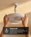 Deckenventilator mit dimmbarer 10-W-LED-Leuchte – 3 Geschwindigkeitsstufen, 4-Stunden-Timer und Fernbedienung – Durchmesser 25 cm, E27-Fassung, Leistung 55 W – warmes, natürliches und kaltes Licht – leise