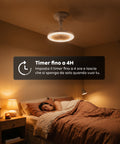 Deckenventilator mit dimmbarer 10-W-LED-Leuchte – 3 Geschwindigkeitsstufen, 4-Stunden-Timer und Fernbedienung – Durchmesser 25 cm, E27-Fassung, Leistung 55 W – warmes, natürliches und kaltes Licht – leise