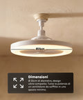Deckenventilator mit dimmbarer 10-W-LED-Leuchte – 3 Geschwindigkeitsstufen, 4-Stunden-Timer und Fernbedienung – Durchmesser 25 cm, E27-Fassung, Leistung 55 W – warmes, natürliches und kaltes Licht – leise