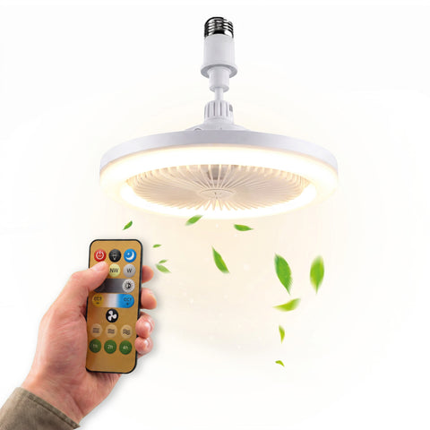 Deckenventilator mit dimmbarer 10-W-LED-Leuchte – 3 Geschwindigkeitsstufen, 4-Stunden-Timer und Fernbedienung – Durchmesser 25 cm, E27-Fassung, Leistung 55 W – warmes, natürliches und kaltes Licht – leise