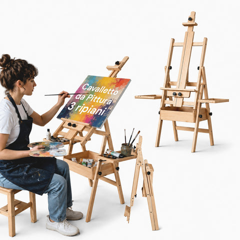 Staffelei aus Buchenholz 122x44x40 cm mit verstellbarer Höhe