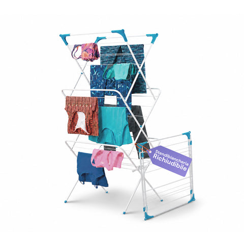 Wäscheständer aus Stahl 61x44x138cm – Vertikal, 4 Haken und zusammenklappbar