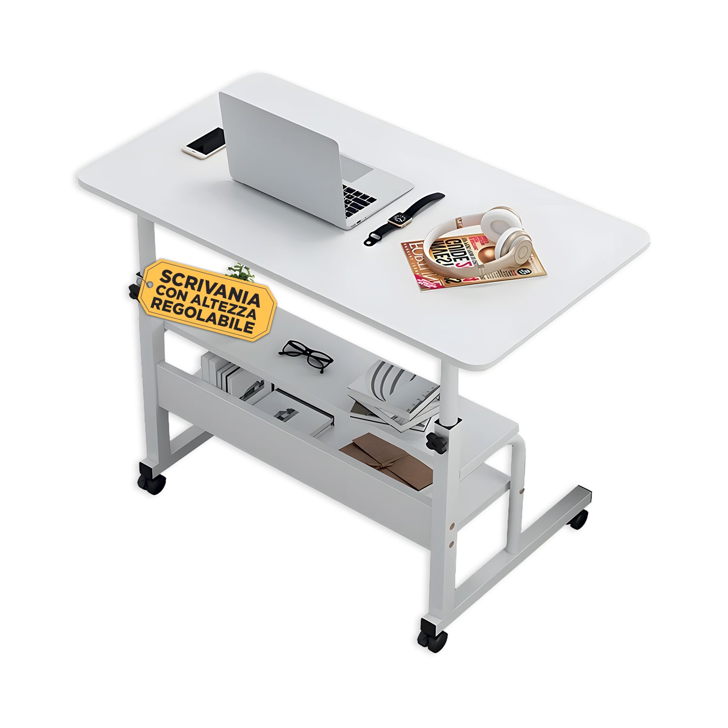 Mobiler höhenverstellbarer Schreibtisch – Eisenkonstruktion und MDF-Tischplatte 80×40 cm