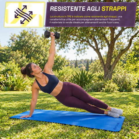 Rutschfeste Yogamatte aus 6 mm TPE, beidseitig verwendbar, mit Schultergurt