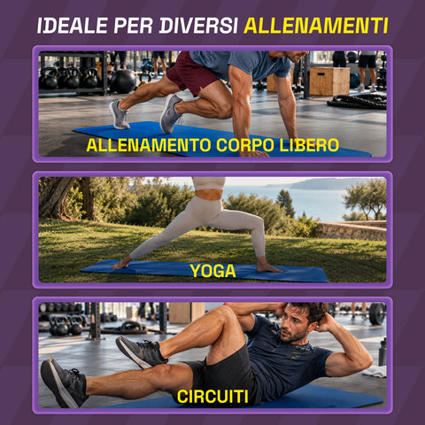 Rutschfeste Yogamatte aus 6 mm TPE, beidseitig verwendbar, mit Schultergurt
