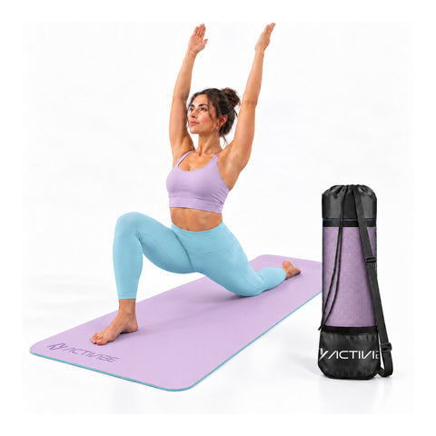 Rutschfeste Yogamatte aus 6 mm TPE, beidseitig verwendbar, mit Schultergurt