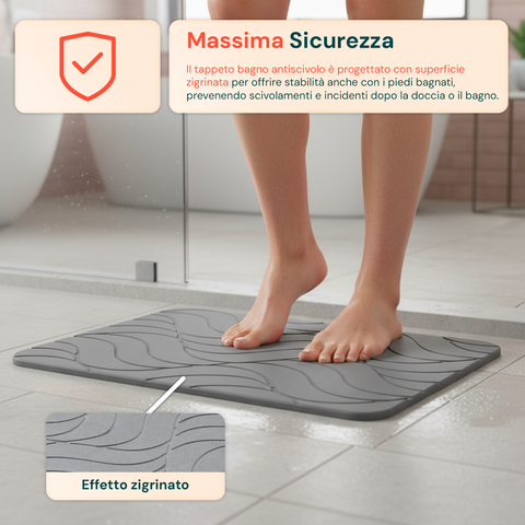 Rutschfeste Badematte aus Diatomitstein – hygienisch und saugfähig