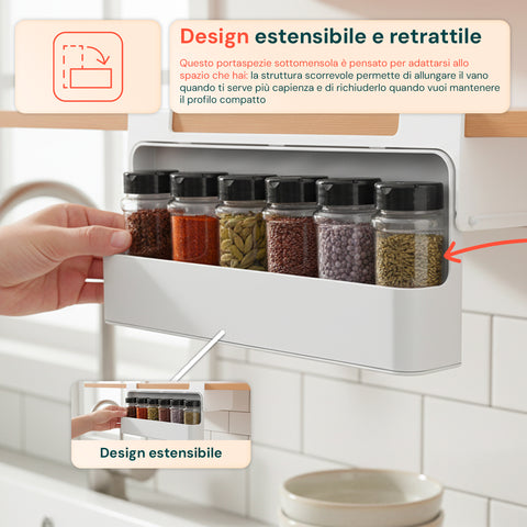 Küchen-Organizer für Gewürze – 2er-Set Regale mit 6 Glasbehältern inklusive