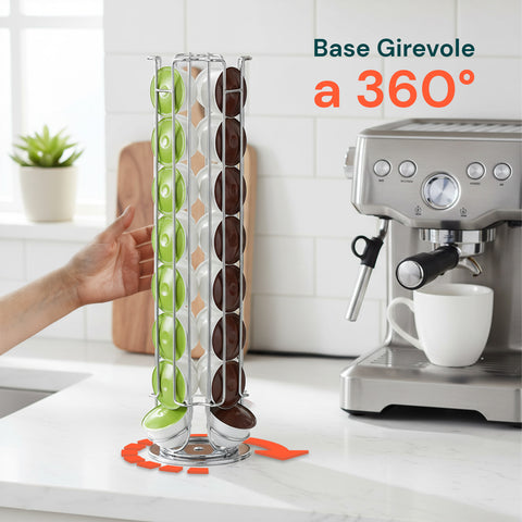 Drehbarer Kapselhalter für 32 Kaffeekapseln, platzsparendes Design
