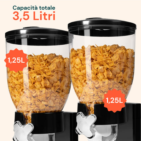 Doppelspender für Cornflakes 2 x 1,75 l mit Drehknopf – Ideal fürs Frühstück
