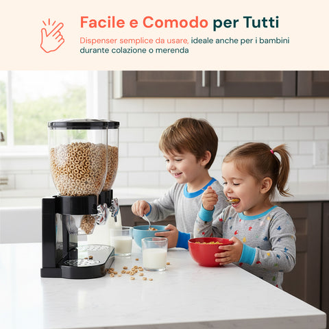 Doppelspender für Cornflakes 2 x 1,75 l mit Drehknopf – Ideal fürs Frühstück