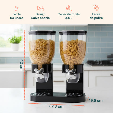 Doppelspender für Cornflakes 2 x 1,75 l mit Drehknopf – Ideal fürs Frühstück