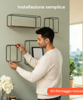 Set mit 4 minimalistischen Design-Wandregalen mit MDF-Ablage und Stahlkonstruktion