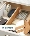 Verstellbare Schubladenteiler aus Bambus mit Feder - 4er-Set
