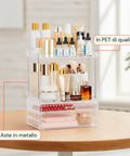 Make-up-Organizer mit 4 Ablagen und 2 transparenten, platzsparenden Schubladen
