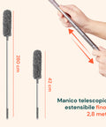 Staubwedel mit ausziehbarer Teleskopstange bis 2,8 m und neigbarem Kopf