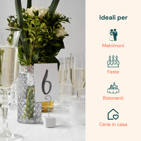 Set mit 15 transparenten Glasvasen für Blumen und Tischdekorationen in verschiedenen Formen und Größen