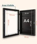 Set aus 2 aufklappbaren A4-Wandrahmen mit Vitrine und Magnetverschluss