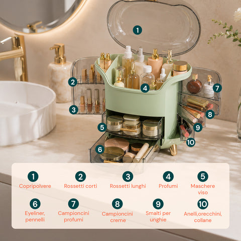Schräger Make-up-Organizer mit Stufen - Modernes und funktionales Design in 2 Farben