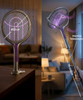 Elektrische 2-in-1-Mückenklatsche – Ausziehbarer Teleskopgriff 79-106 cm und um 90° drehbarer Kopf – 4000-V-Gitter mit 5 Schichten, 365-nm-UV-Licht und 1800-mAh-Akku mit USB-C – Insektenvernichter für die Decke