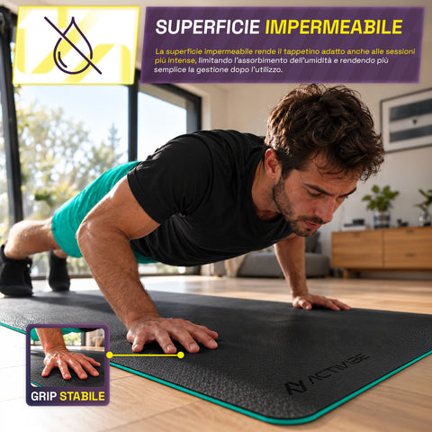 Rutschfeste Yogamatte aus 6 mm TPE, beidseitig verwendbar, mit Schultergurt