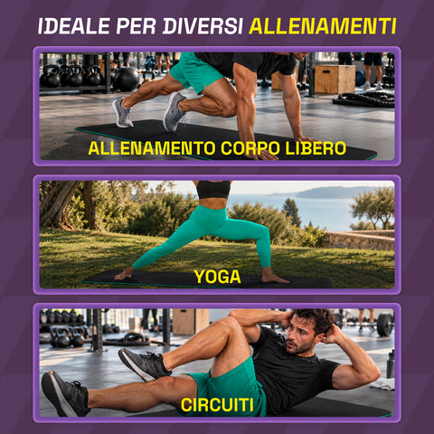 Rutschfeste Yogamatte aus 6 mm TPE, beidseitig verwendbar, mit Schultergurt