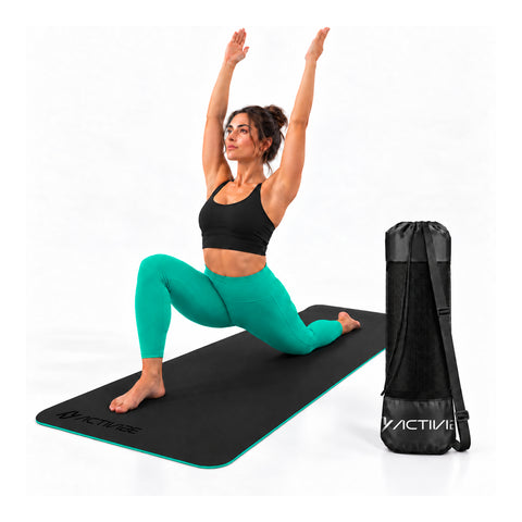 Rutschfeste Yogamatte aus 6 mm TPE, beidseitig verwendbar, mit Schultergurt