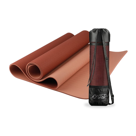Rutschfeste Yogamatte aus 6 mm TPE, beidseitig verwendbar, mit Schultergurt