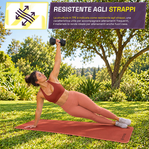 Rutschfeste Yogamatte aus 6 mm TPE, beidseitig verwendbar, mit Schultergurt