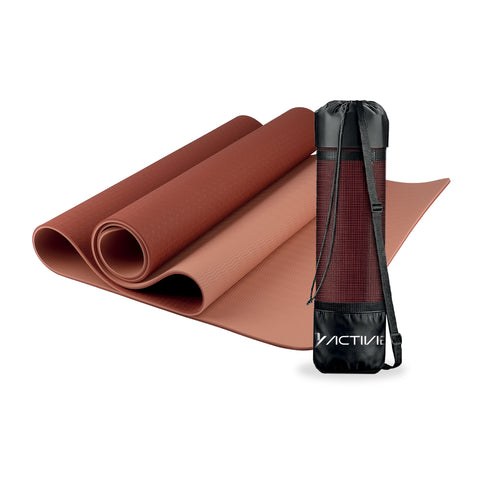 Rutschfeste Yogamatte aus 6 mm TPE, beidseitig verwendbar, mit Schultergurt