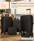 Set aus 3 Hartschalen-Reisetrolleys + Beauty-Case mit 4 multidirektionalen Rollen (56-66-76 cm)