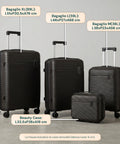 Set aus 3 Hartschalen-Reisetrolleys + Beauty-Case mit 4 multidirektionalen Rollen (56-66-76 cm)