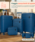 Set aus 3 Hartschalen-Reisetrolleys + Beauty-Case mit 4 multidirektionalen Rollen (56-66-76 cm)