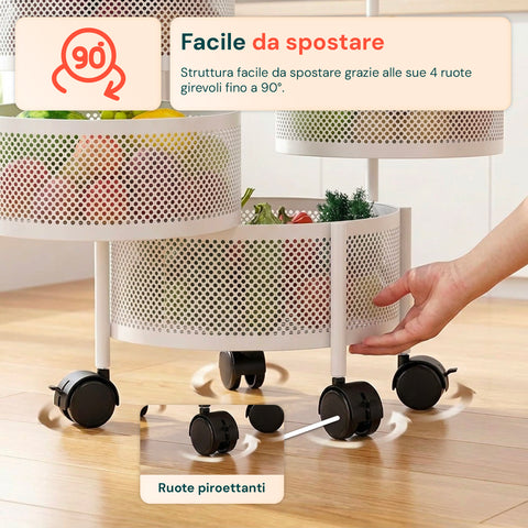 Platzsparender, zusammenklappbarer Mehrzweckwagen mit Rollen – Organizer mit Körben (3/4/5 Etagen) Schwarz oder Weiß