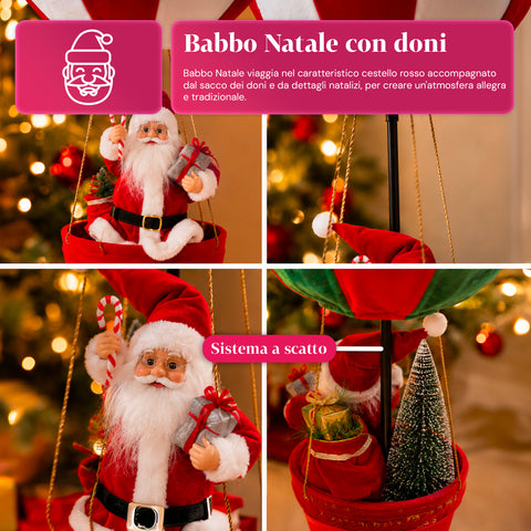 Weihnachtsdekoration für den Innenbereich – Heißluftballon mit Weihnachtsmann und festlichen Details