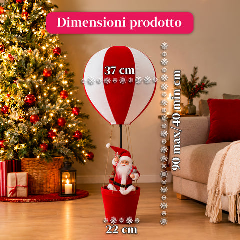 Weihnachtsdekoration für den Innenbereich – Heißluftballon mit Weihnachtsmann und festlichen Details