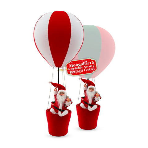 Weihnachtsdekoration für den Innenbereich – Heißluftballon mit Weihnachtsmann und festlichen Details