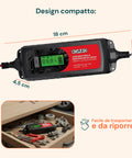 LCD-Ladegerät mit 3 Funktionen für 6-12-V-Bleiakkus