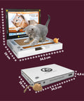 Interaktiver Kratzbaum für Katzen in Form eines Laptops mit integrierten Spielen
