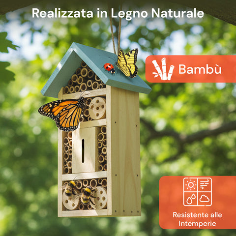 Insektenhotel für den Garten aus Bambusholz – 6 Fächer