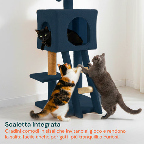Katzenkratzbaum 92 cm mit Höhle, Leiter und Spielzeug