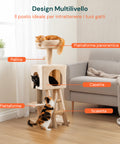 Kratzbaum für Katzen, 92 cm, mit Schlafplatz, Leiter und Spielzeug