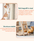 Kratzbaum für Katzen, 92 cm, mit Schlafplatz, Leiter und Spielzeug
